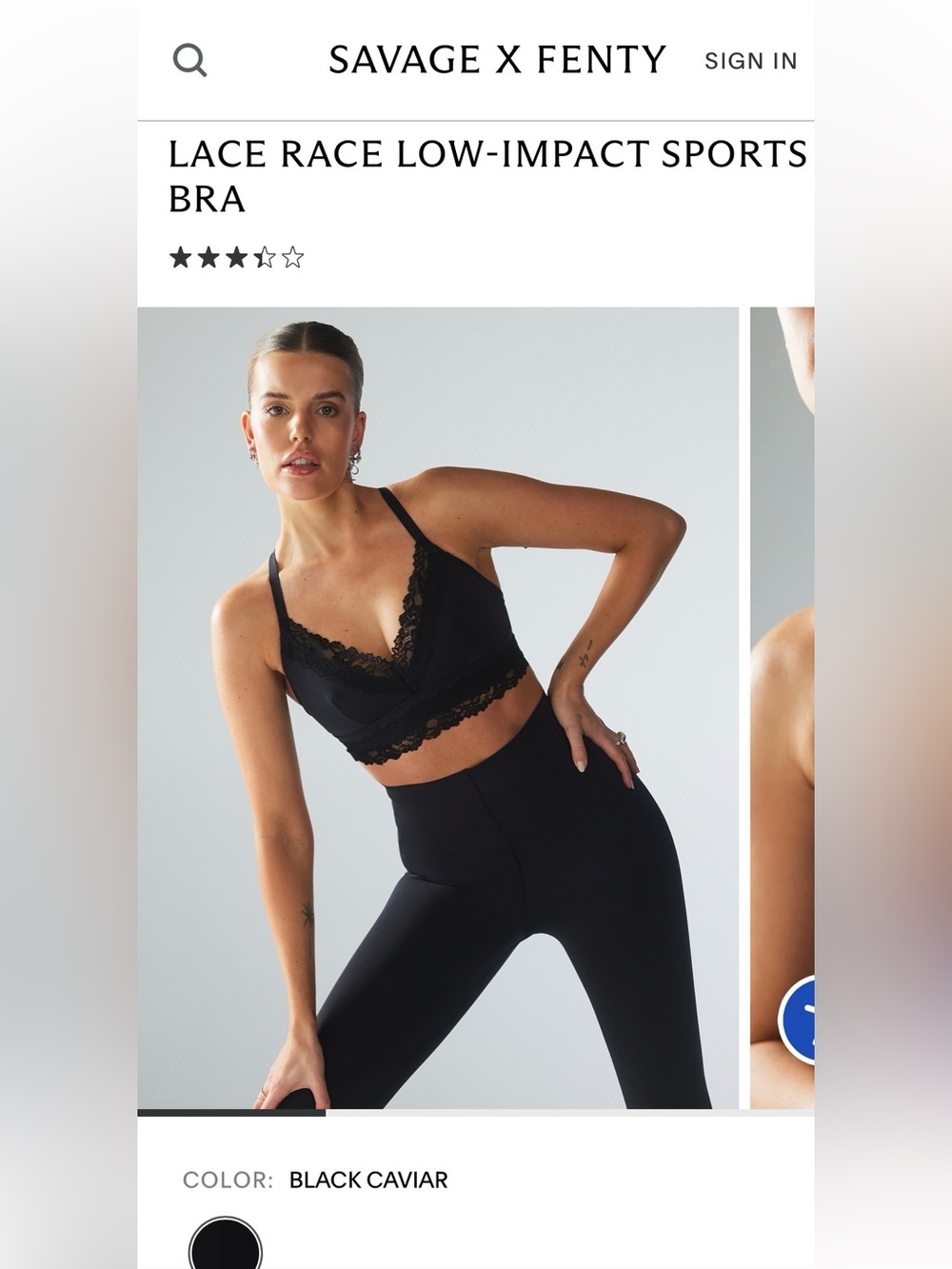 Black Lace trim sports bra